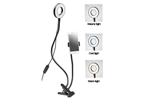 24 cm LED portable selfe ring light with phone holder and clip